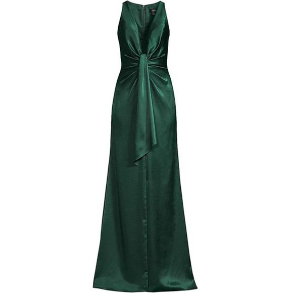 Aidan Mattox Liquid Satin Front Slip Drape Gown 2 - Picture 2 of 12